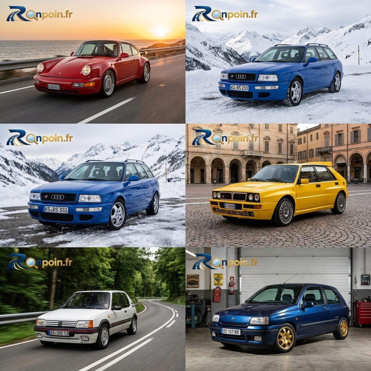 Planche youngtimers : Lancia Delta et sportives de rallye sur terre